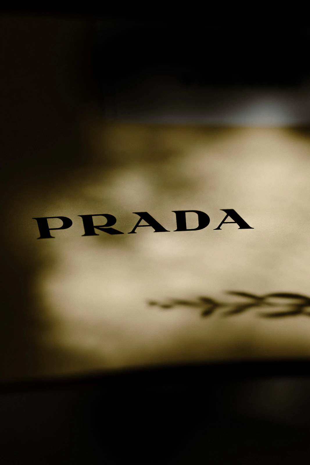 A refined detail of golden Prada lettering, echoing Italian sophistication—an elegant touch for a Puglian destination wedding.